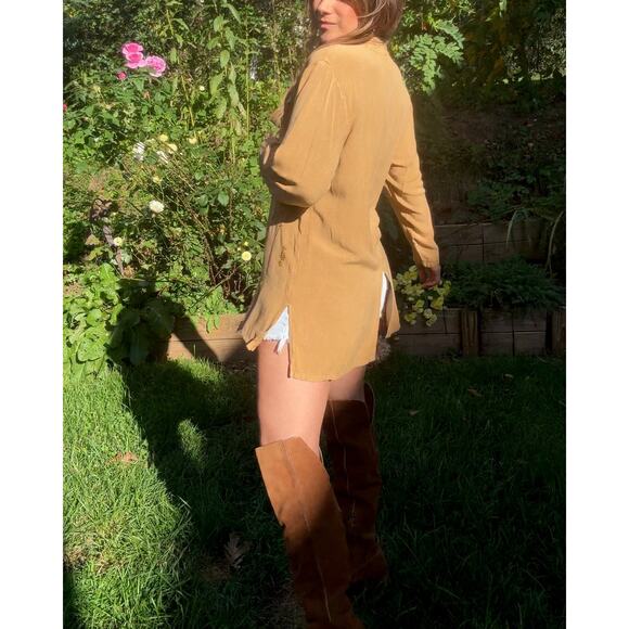Vintage embroidered tunic — caramel + gold (fits S–L) Festival Boho - Picture 2 of 11